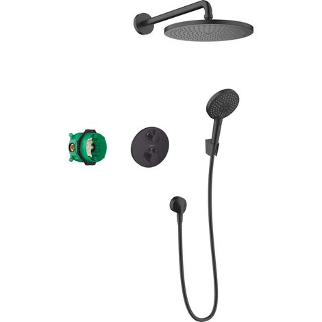 Hansgrohe Croma - Set doccia 280, con termostato Ecostat con ad incasso, nero opaco 27961670 (1/5)