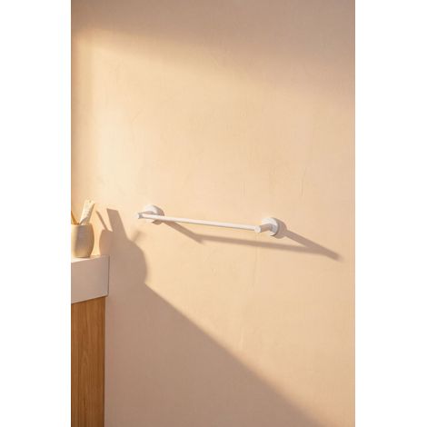 Barre porte serviette simple EDEN en inox longueur 45 cm BASS Blanc mat (1/5)