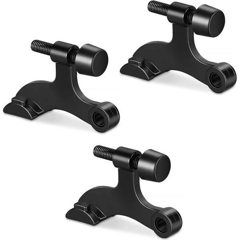 Tope de puerta con pasador de bisagra ajustable - Resistente - 3 piezas - Negro - Goma