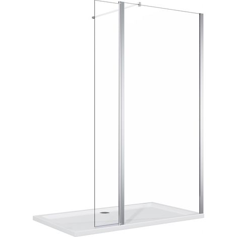 ELEGANT 800mm Walk in Shower Door with 300mm Flipper panel Screen Shower Enclosure + Bathroom Tray 1700x800mm and Waste Trap (1/5)