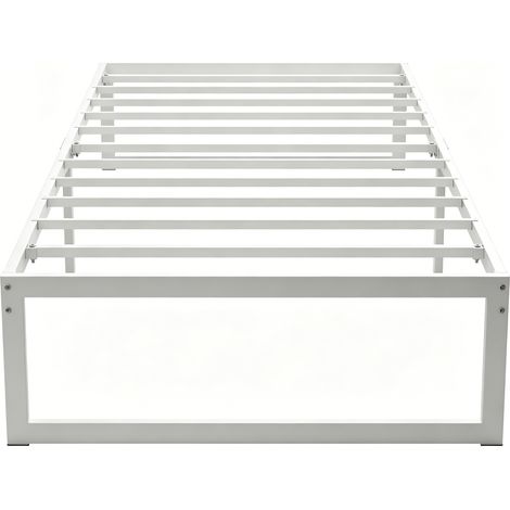 Bettgestell mit Stauraum und Stahl-Lattenrost, 32,5 cm hoch, geräuscharm, 200 x 90 cm, Weiß (1/5)