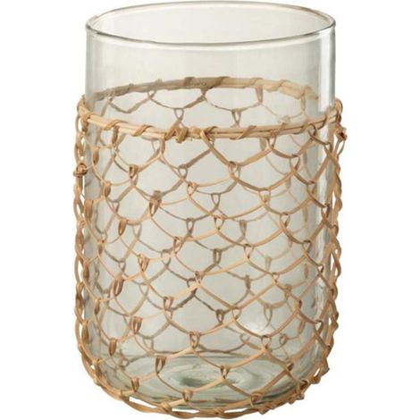 Vase Design "Tricot" 21cm Transparent & Naturel