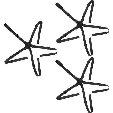 Lot de 3 harnais de chaise haute 5 points de rechange, réglables et sécurisés pour enfants, avec boucle de sécurité, pour bébés et jeunes enfants (noir). (1/5)