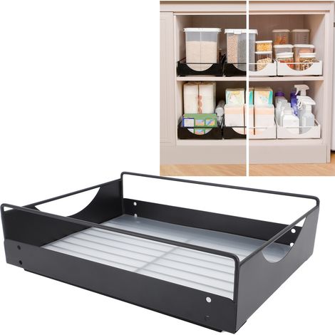 Étagère de rangement pour cuisine, étagère pour placard, panier coulissant pour placard, glissières de tiroir, noir, grande taille (1/5)
