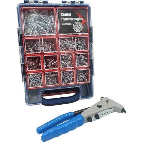 Coffret 815 pcs Rivets Aveugles ALX TRS Tête Ronde Alu/Acier avec 1 Pince à Rivets - D-Work (1/2)