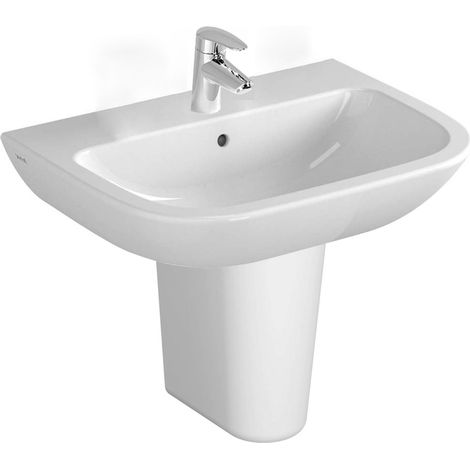Vitra S20 Wash Basin and Large Semi Pedestal 600mm Wide 1 Tap Hole (1/5)