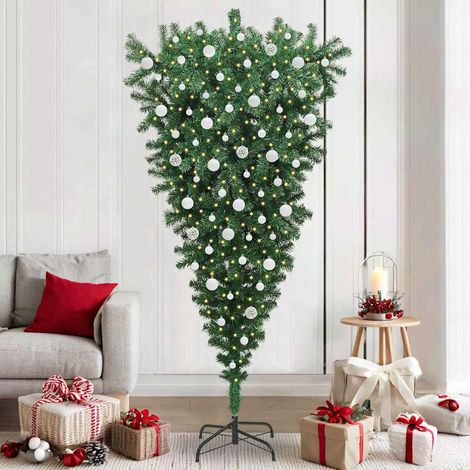 Teenpull – Umgedrehter Kunst Weihnachtsbaum mit Kugelset Grün 210 cm PVC (1/5)
