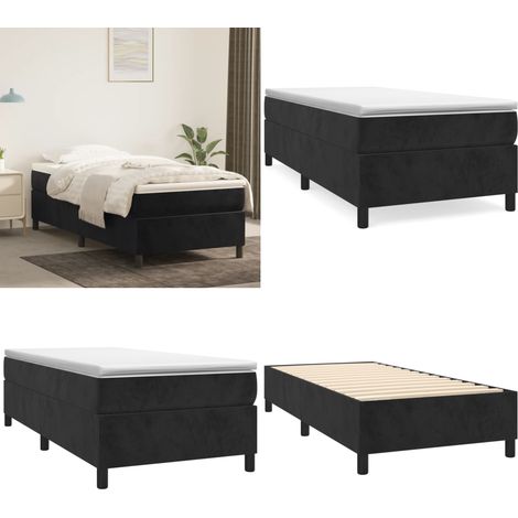 Bettgestell Schwarz 90x200 cm Samt - Samtbett - Doppelbett - Boxspringbetten - Bettgestell Schwarz - Schlafzimmer Dekoration - Home & Living (1/5)