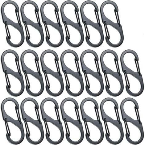 20pcs Mini Mousquetons en Forme de S – Mousquetons en alliage d'aluminium léger et étanche –Usage extérieur pour randonnée, camping (1/5)