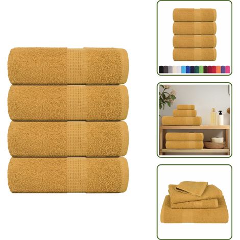vidaXL Serviettes de visage 4 pcs doré 30x30 cm 360 g/m² 100% coton