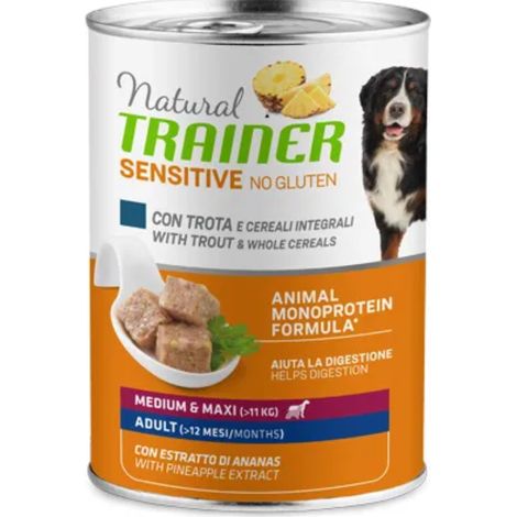 Cane - Natural Trainer Sensitive Adult 400gr M/M Trota&Cereali No Gluten (1/2)