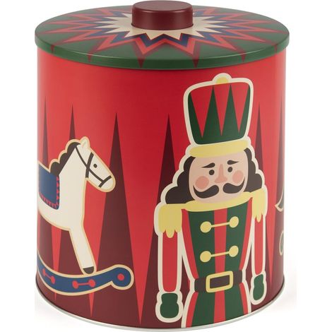 Excelsa Vintage Christmas Biscottiera, Metallo, Diametro 16,7 Cm., Scatola Latta Natalizia (1/2)
