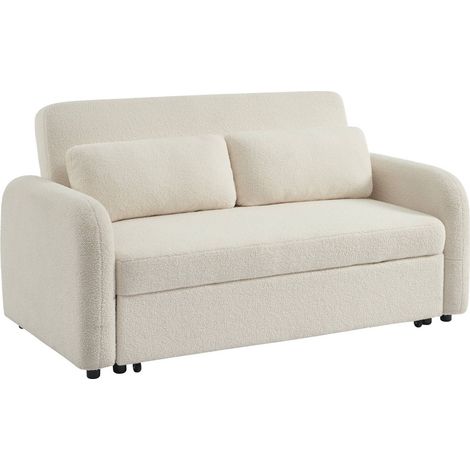 sweeek - Abgerundetes 2-Sitzer Sofa mit Bouclé-Bezug