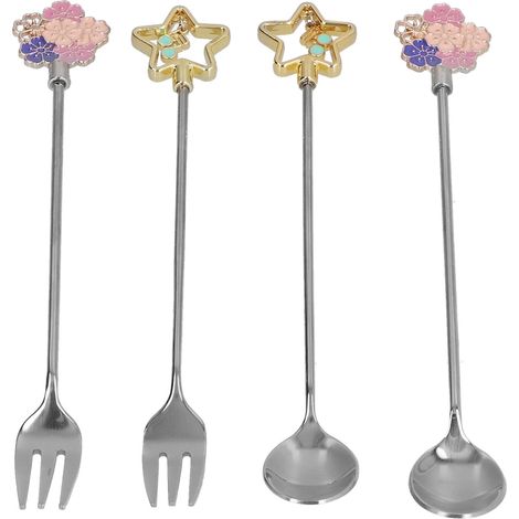 Cuillère à soupe japonaise en acier inoxydable 304, fourchette à fruits en forme de sakura, pour la maison, l'hôtel et le restaurant, couleur argent. (1/5)