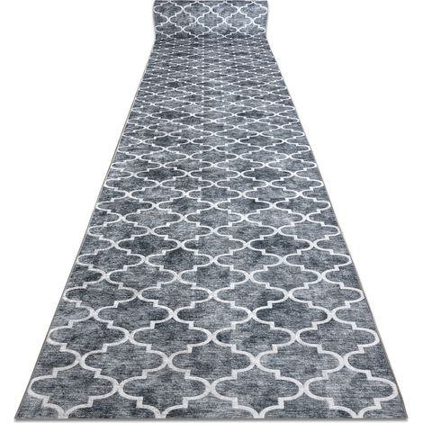 Alfombra de pasillo con refuerzo de goma LOTUS CLOVER 60922 Trébol, jaspeado gris lavable 60 cm grey 60x350 cm (1/5)