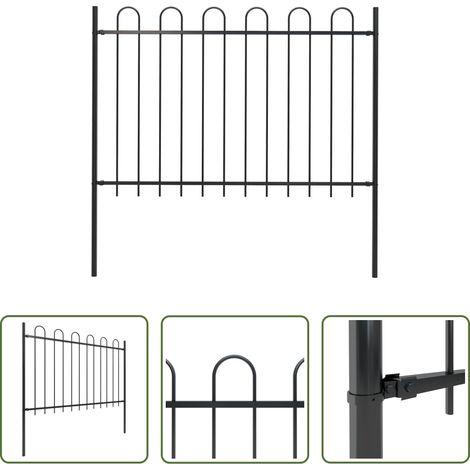 vidaXL Gartenabgrenzung - Gartenzaun Boxtel mit Bügelaufsatz Stahl 181 x 120 cm Schwarz (1/5)