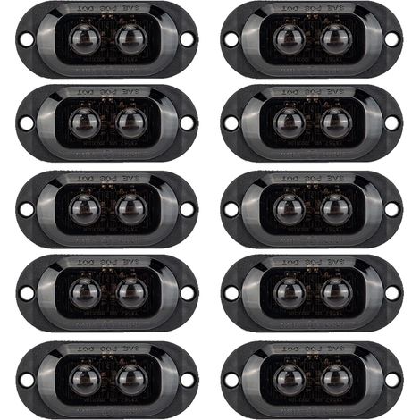 Lot de 10 Feux de Position Latéraux LED - Feux de Gabarit pour Remorque 12-24V Clignotants Latéraux pour Remorques Camions Camping-Cars Bus Voitures Universels Étanches 3000K (Ambre/Jaune) (1/5)