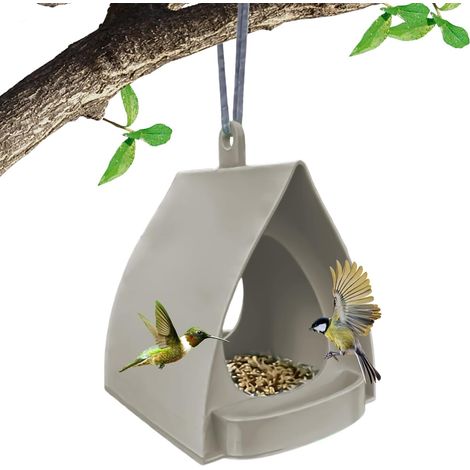 Comedero colgante para pájaros con techo, estación colgante, comedero de jardín con techo impermeable, estaciones decorativas para alimentar pájaros, casita para pájaros, forma de cabaña, comederos co (1/5)
