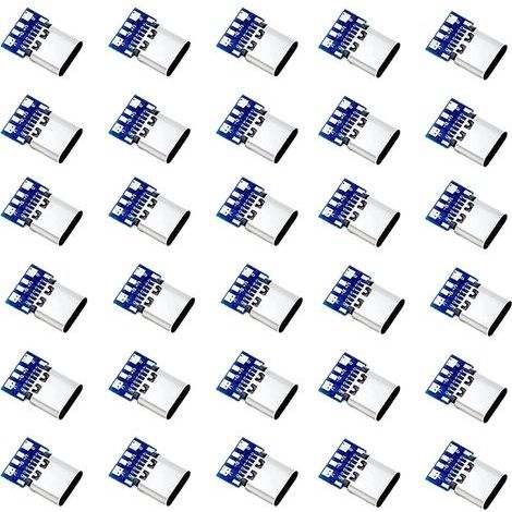 30PCS Micro USB 3.1 Typ C connecteur,Micro USB 24 Broches à souder Connecteur SMT PCB Board Support Module (1/5)