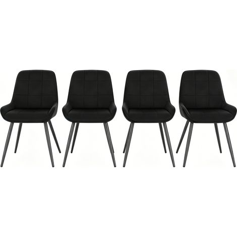 Set di 4 sedie da pranzo imbottite in velluto nero con gambe in metallo MODENUIT (1/5)