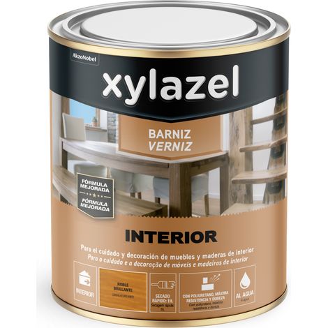 Barniz interior al agua brillante xylazel 750 ml roble