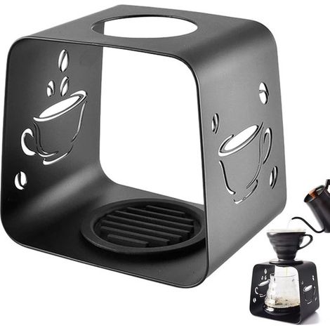 Kaffeefilterhalter – Abtropfgestell für Kaffeemaschinen – Kaffeezubereitung – Stahlkonstruktion – 17,3 x 13,3 x 15,9 cm – Schwarz (1/5)