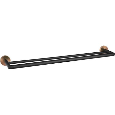 LARISSA porte-serviettes double 600mm, noir/cuivre mat (1/3)