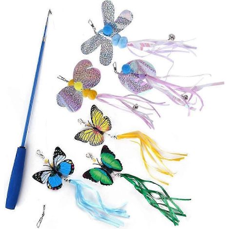 Ensemble de 7 jouets pour animaux de compagnie : jouet papillon, bâtonnet à taquiner, pour l’éducation et l’apaisement. (1/5)