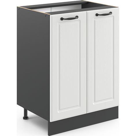 Mobiletto base cucina R-Line, Bianco casa di campagna, 60 cm senza piano di lavoro, Vicco
