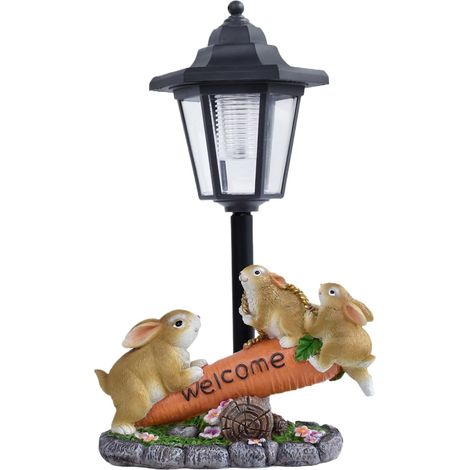 Statue de Lapin de Jardin, Figurine Animale Solaire avec Éclairage, Statue (1/5)