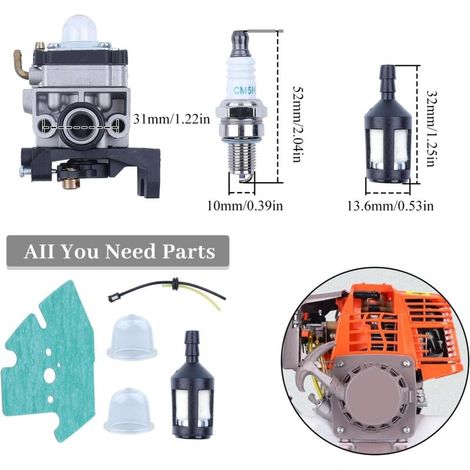 Carburateur pour moteur de tondeuse à gazon Honda GX25 GX35 GX 25 35 HHT35 HHT35S FG110 avec joint de tuyau, bougie d'allumage, filtre à carburant et pièces de rechange