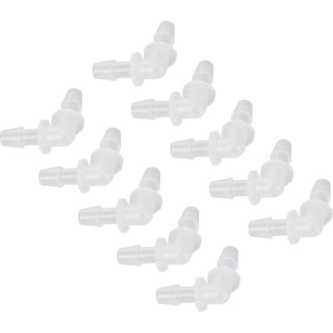 10Pcs Raccord Tuyau Coude 90 Degres Adaptateur Forme L Diametre Equal PE 6.4mm Pour Pompe Silicone (1/5)