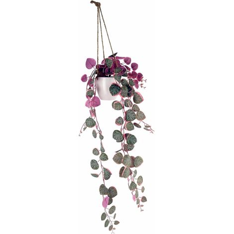 90cm Artificial Potted Trailing Hanging Pink Plant Realistic - String of Hearts (1/4)