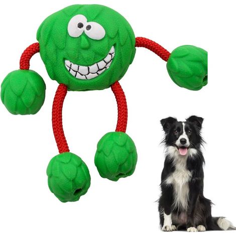 Jouet balle en caoutchouc pour chien, dents molaires, résistant aux morsures et aux fuites, soulage l'ennui, jouet pour chien moyen et grand, vert (1/5)