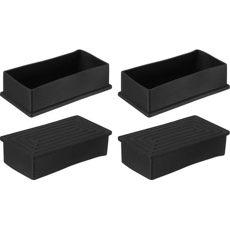 4 x Plastic Furniture Foot Caps with Edges 50 x 100 mm Black (1/5)