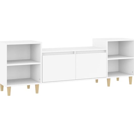 Mobile TV multimediale scaffale TV credenza TV sala da pranzo soggiorno camera da letto 160 x 35 x 55 cm legno ingegnerizzato bianco 020026059
