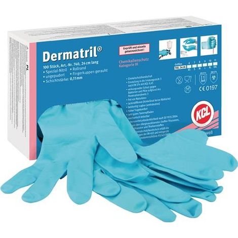 Honeywell 100x Einweghandschuhe Dermatril 740 blau Gr. 7 - 740/7