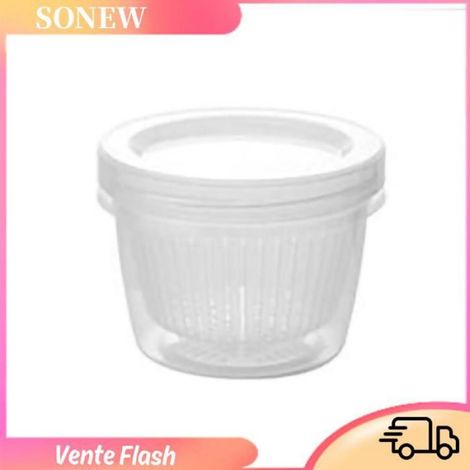 Boîte De Rangement - Pour Aliments Frais - À Double Couche Avec Bouchon À Vis - Égouttoir Intégré - 11,5 X 8,5 Cm - 1 Pièce (1/4)