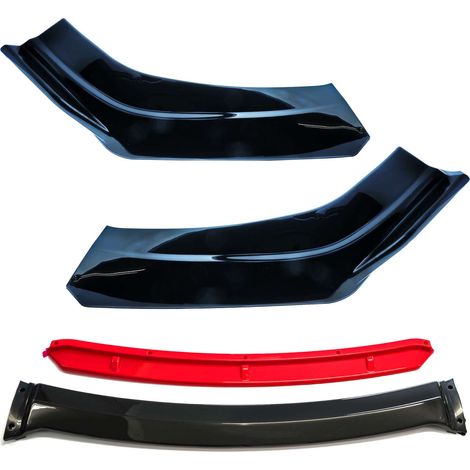 Splitter / spoiler anteriore nero lucido con inserti rossi EPTUNING030 (1/5)