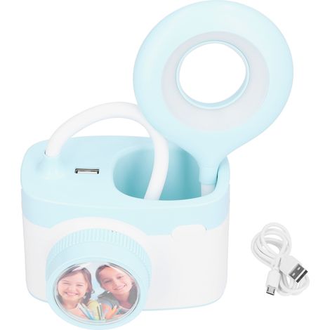 Lampe de bureau multifonction forme petit appareil photo LED lumière douce recharge USB lampe de chevet pour lecture bleu (1/5)