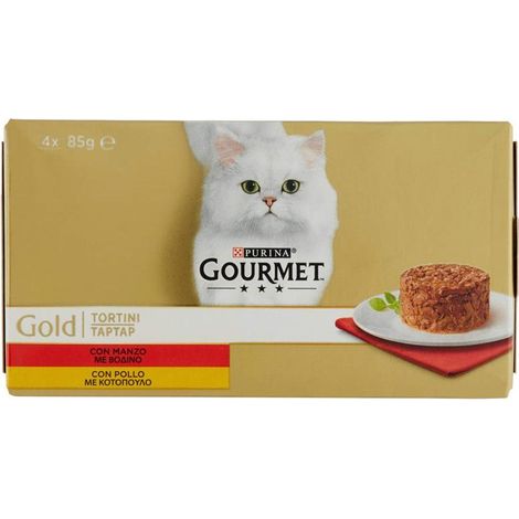 PURINA GOURMET GOLD TORTINO CON MORBIDO CUORE GR 85X4 PZ CON MANZO E POLLO (1/4)