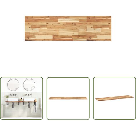 The Living Store Dessus de meuble de salle de bain finition à l'huile 140x40x2cm - Meubles De Salle De Bain - Dessus De Lavabo - Meuble Vasque - Acacia - Design Rustique (1/5)