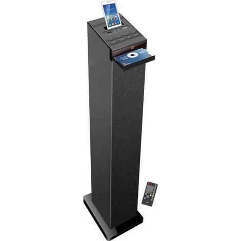 INOVALLEY HP32CD - Torre de sonido Bluetooth, reproductor de CD, USB - Negro