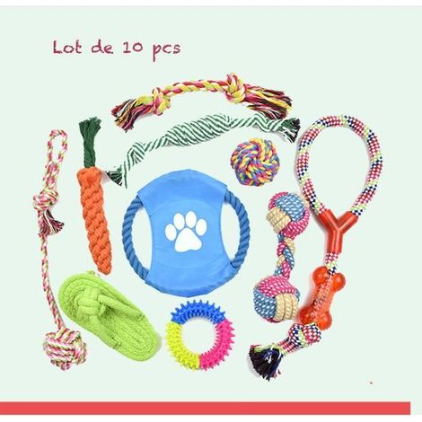 Lot de 10 Pièces Jouets pour Chien Corde de Jeu Multicolore à Mâcher pour Chiots et Chiens-Ywey (1/5)