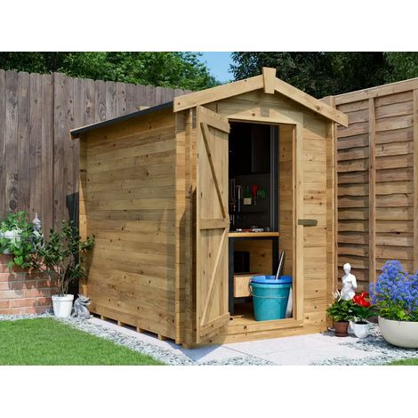 Dunster House Heavy Duty Log Shed 19mm Tounge & Groove Walls, W5' x D7' / W1.5m x D2.0m, Pressure Treated, Taarmo