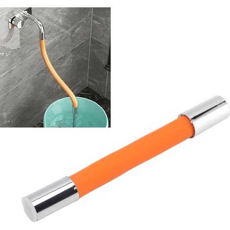 Extensión flexible con aireador para grifo de cocina, color naranja, 20 cm, tubo protector contra salpicaduras. (1/5)