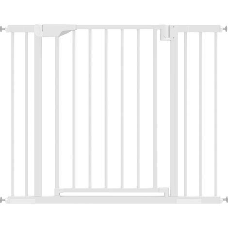Cancello di Sicurezza per Bambini e Animali 76-103x76 cm Chiusura Automatica e Montaggio a Pressione Bianco (1/5)