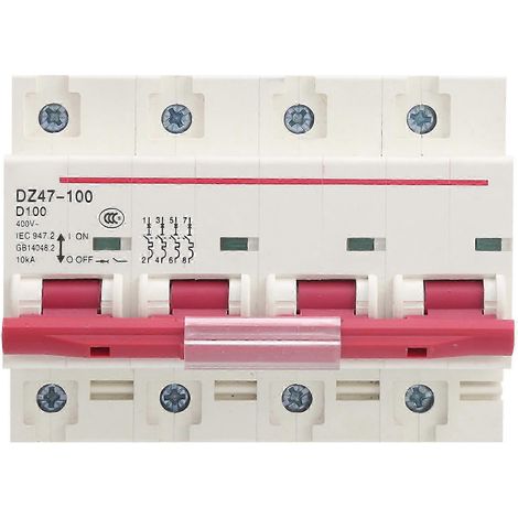 Industrieller Miniatur-Leistungsschalter DZ47100 4P, Typ D automatischer Schalter, 80100A, Stromkreisschutz, robuste elektrische Ausrüstung. (1/4)