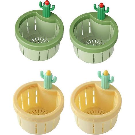 Lot de 4 bouchons d'évier en plastique en forme de cactus, petite crépine d'évier à mailles fines, filtre d'évier de cuisine, panier de vidange facile à rincer (1/5)