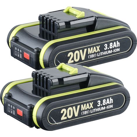 2X 3800mAh Akku für Worx Akku 20V WA3551 Wiederaufladbarer Li-ion Akku WA3553 WA3556 WA3553 WA3572 WA3605 WA3641